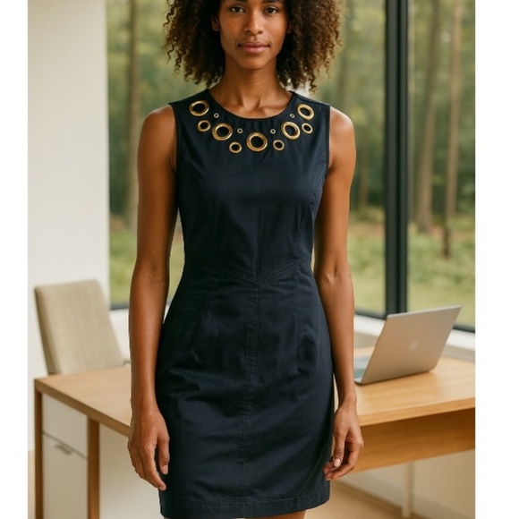 MILLY DRESS SHEATH POCKETS GROMMET NECKLINE CAREER CASUAL BUSINESS CASUAL 6 - Picture 1 of 10